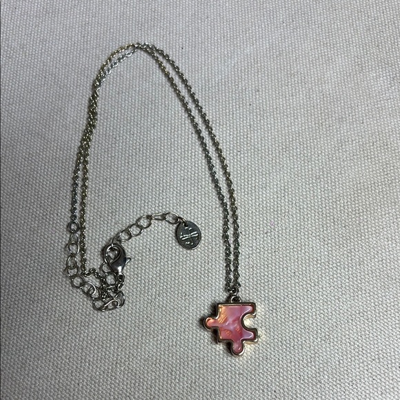 Pink Puzzle Piece Necklace - Picture 1 of 3